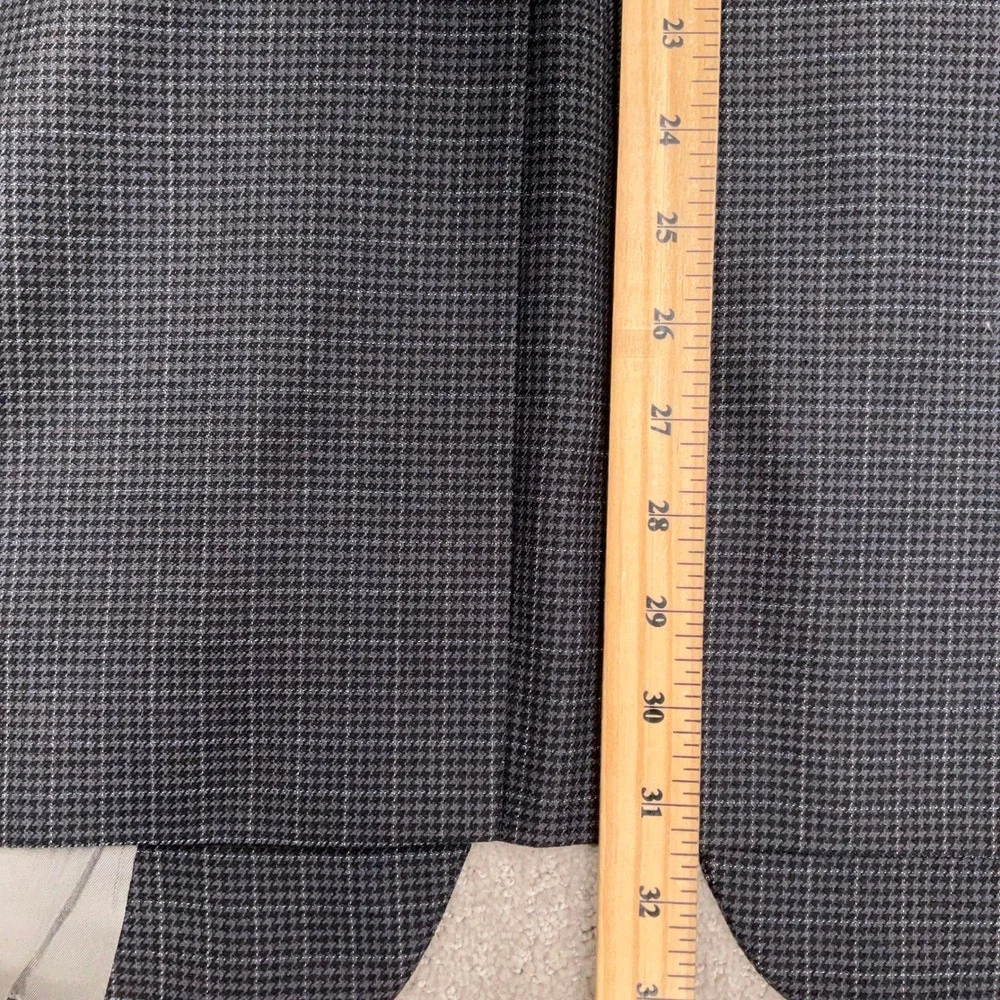 Hart Schaffner Marx Blazer Mens 46R Gray Micro Check Plaid 2-Button Classic VTG